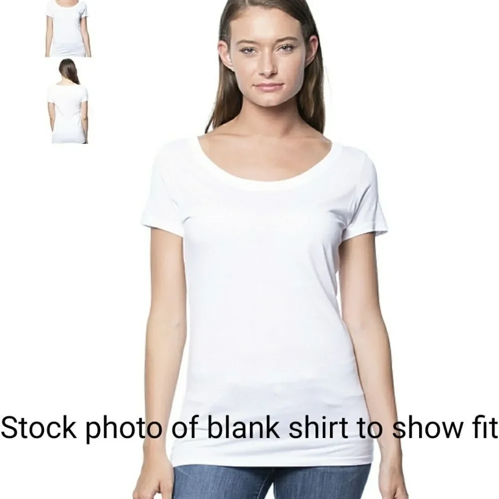 NEW Bamboo/ Organic Cotton Tee Nautilus Spiral White Scoop Neck T-Shirt M 5/$25 - Picture 3 of 9